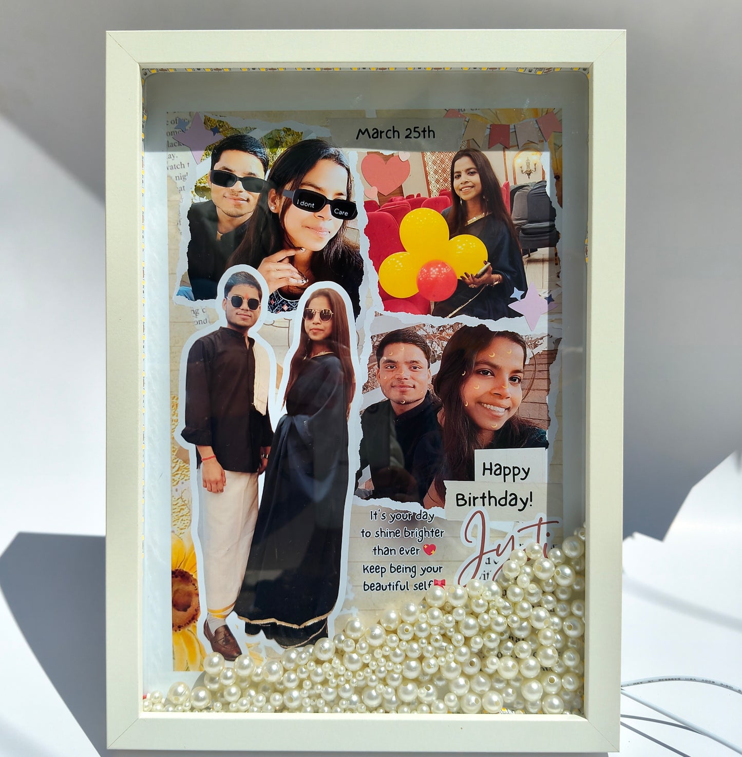 Personalized LED Pearl Shadow Box Frame A4