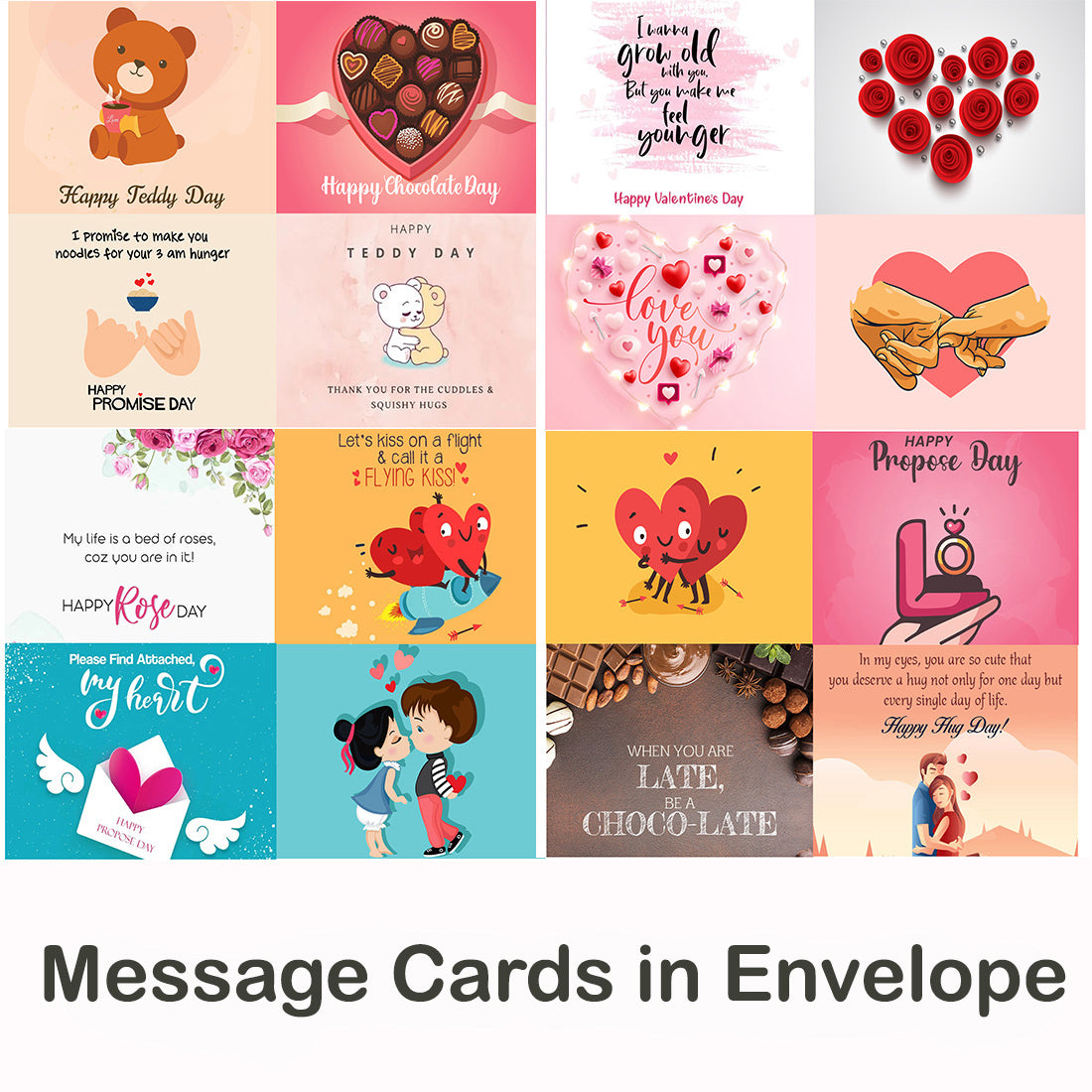 Valentine Week Days Message Envelope With Message Greeting Card