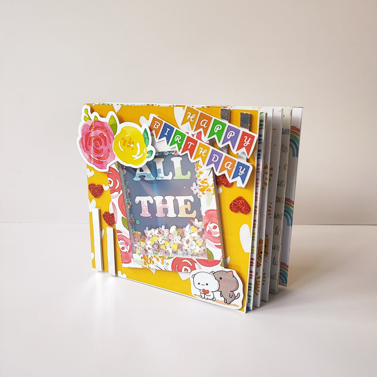 Chandrans Creation Handmade 6-Layer Yellow Birthday Scrapbook