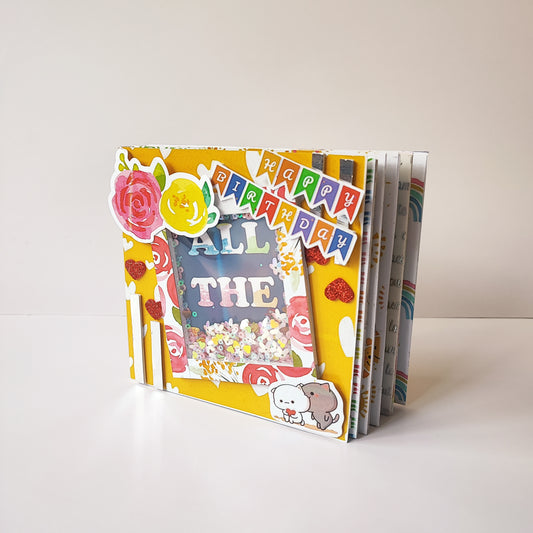 Chandrans Creation Handmade 6-Layer Yellow Birthday Scrapbook