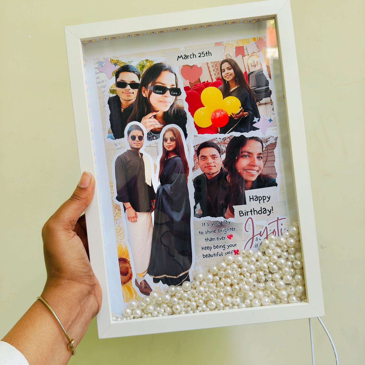 Personalized LED Pearl Shadow Box Frame A4