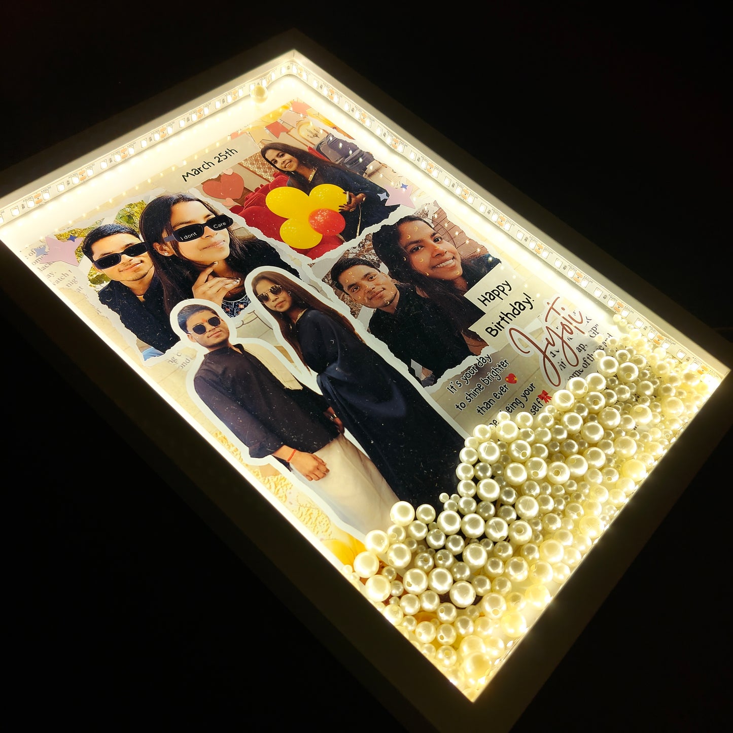 Personalized LED Pearl Shadow Box Frame A4