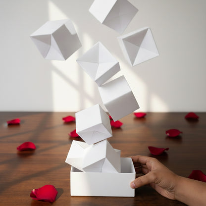 Yellow Jumping Box with 10 cubes Birthday Gift