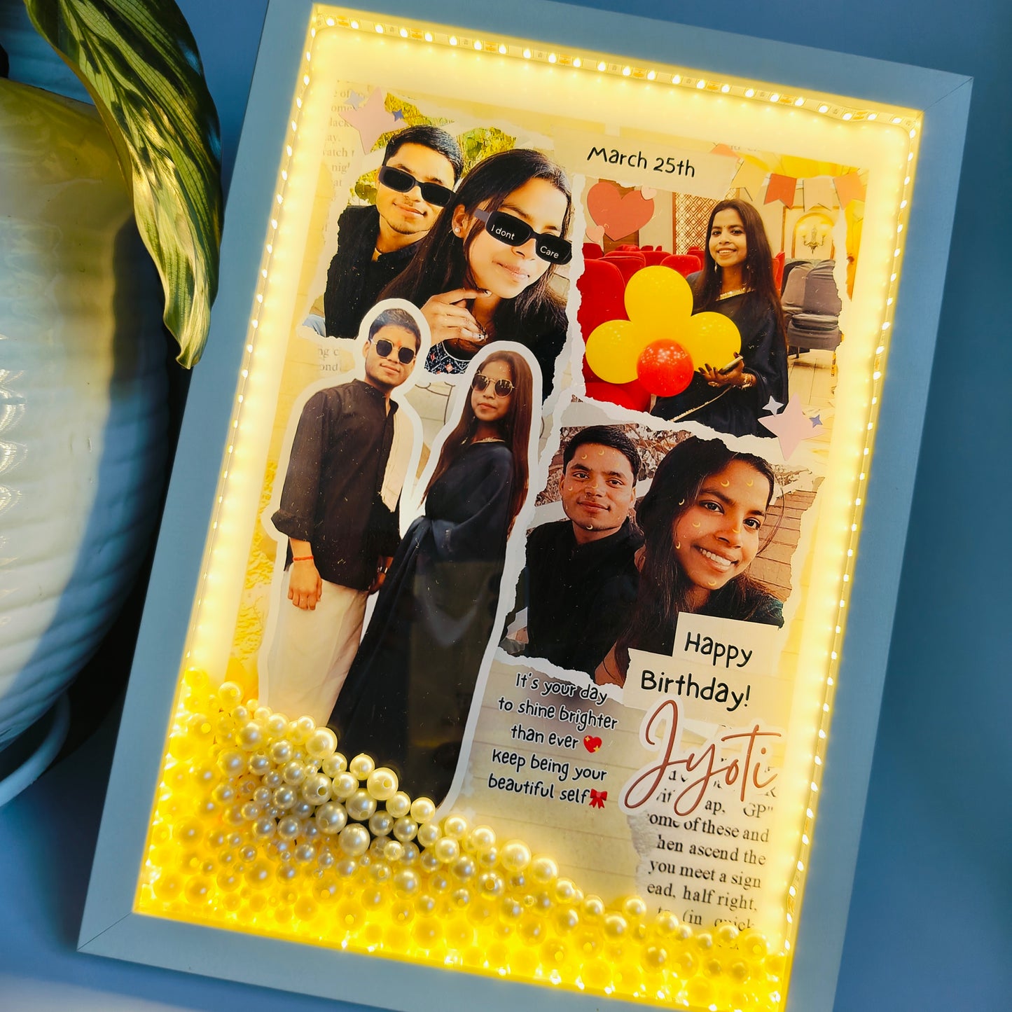 Personalized LED Pearl Shadow Box Frame A4