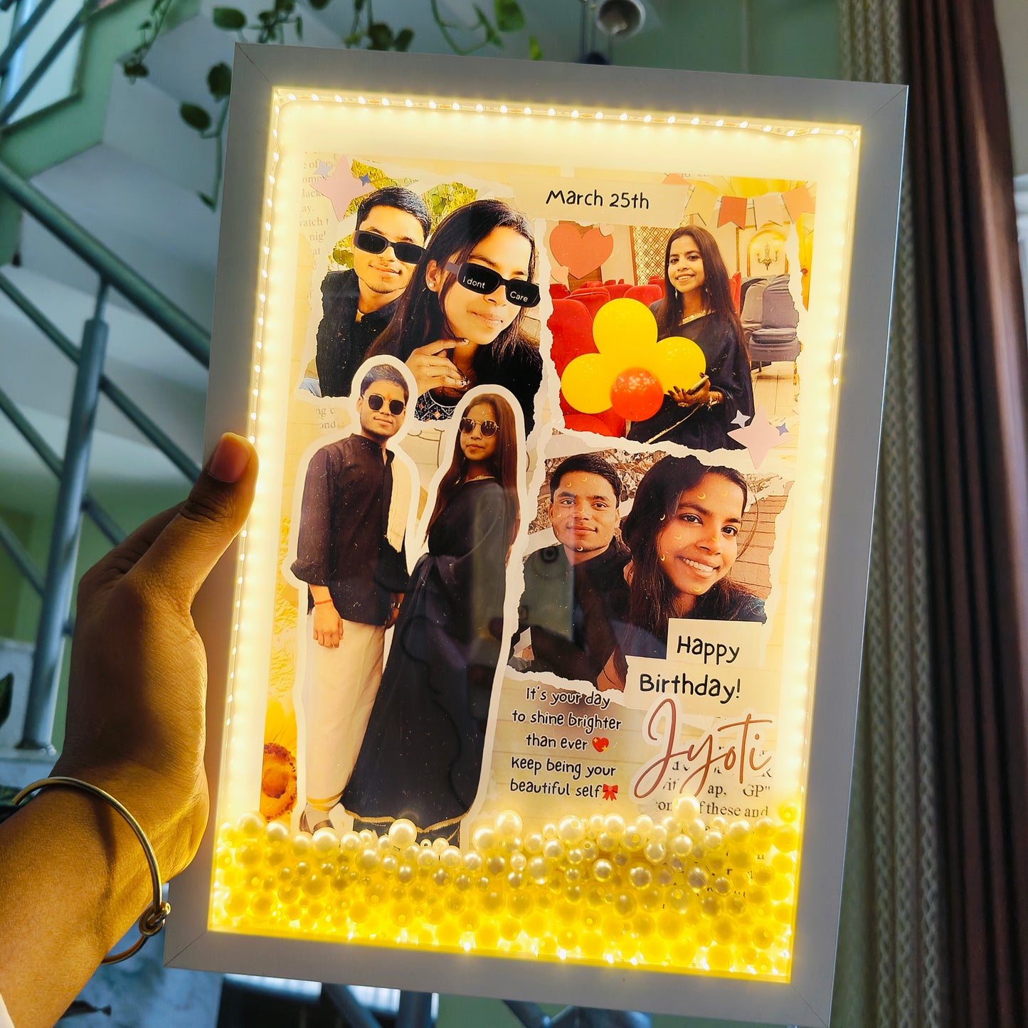 Personalized LED Pearl Shadow Box Frame A4