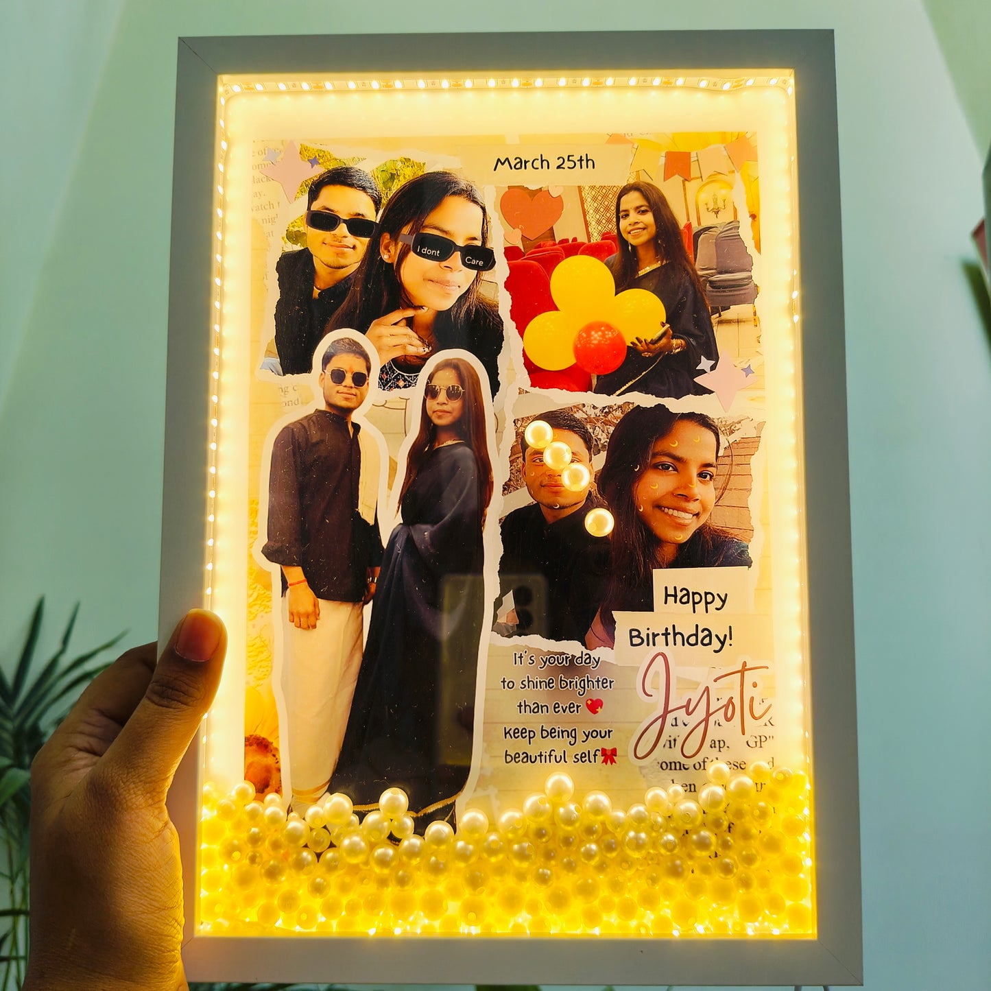 Personalized LED Pearl Shadow Box Frame A4