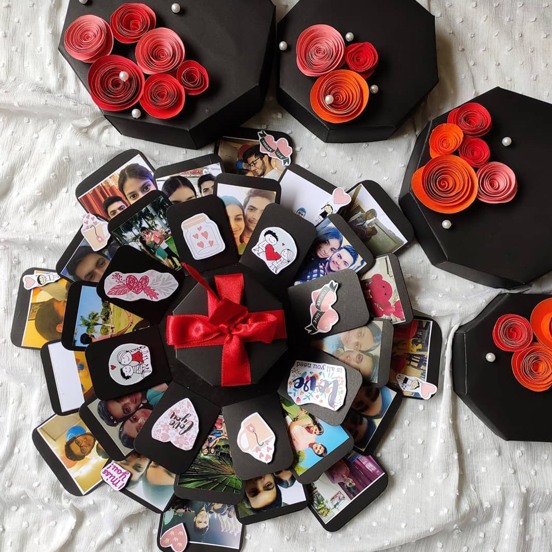 Four Layer Black Red Photo Explosion Box (Black, Red, Pack of 1 ...