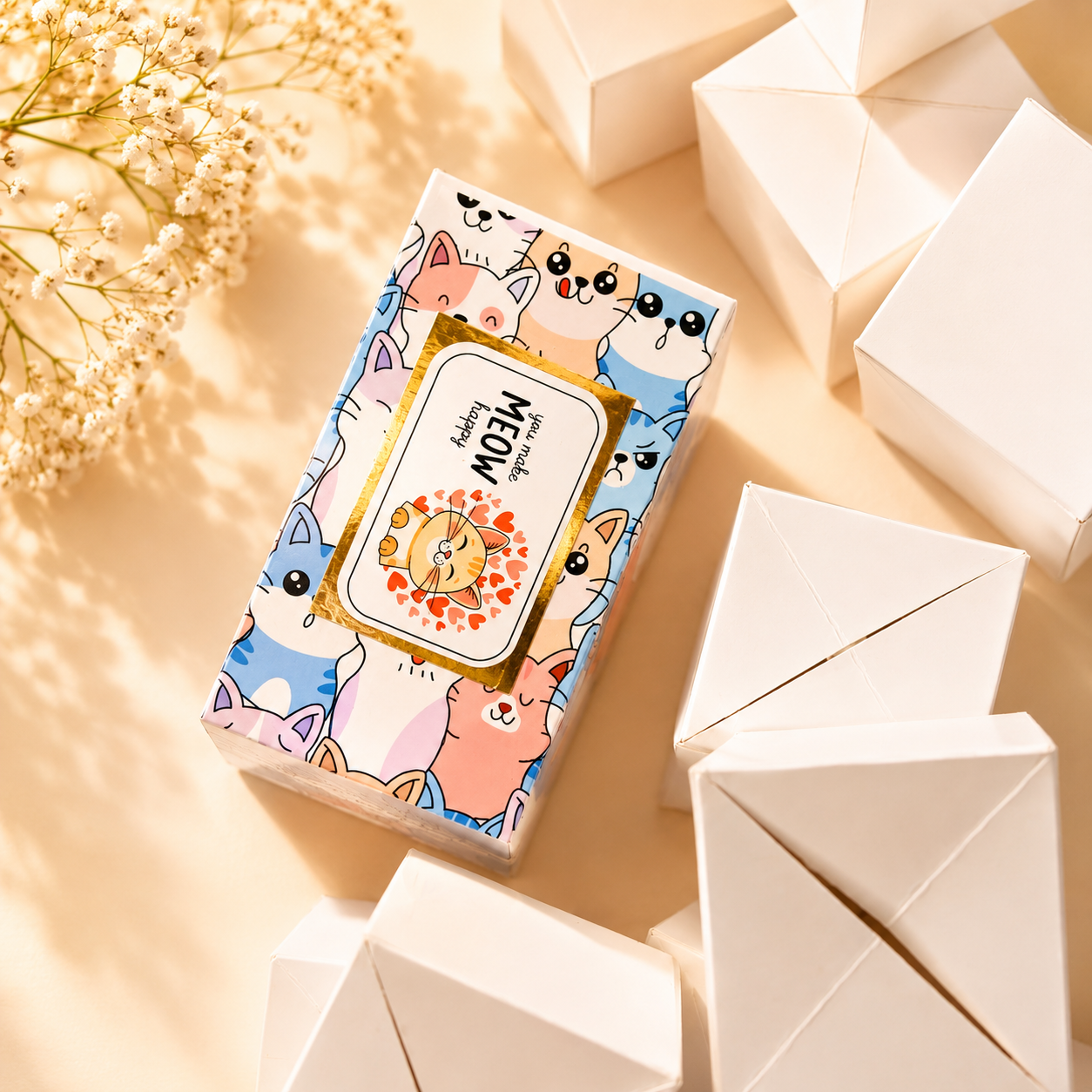 Colorful Cat Jumping Box