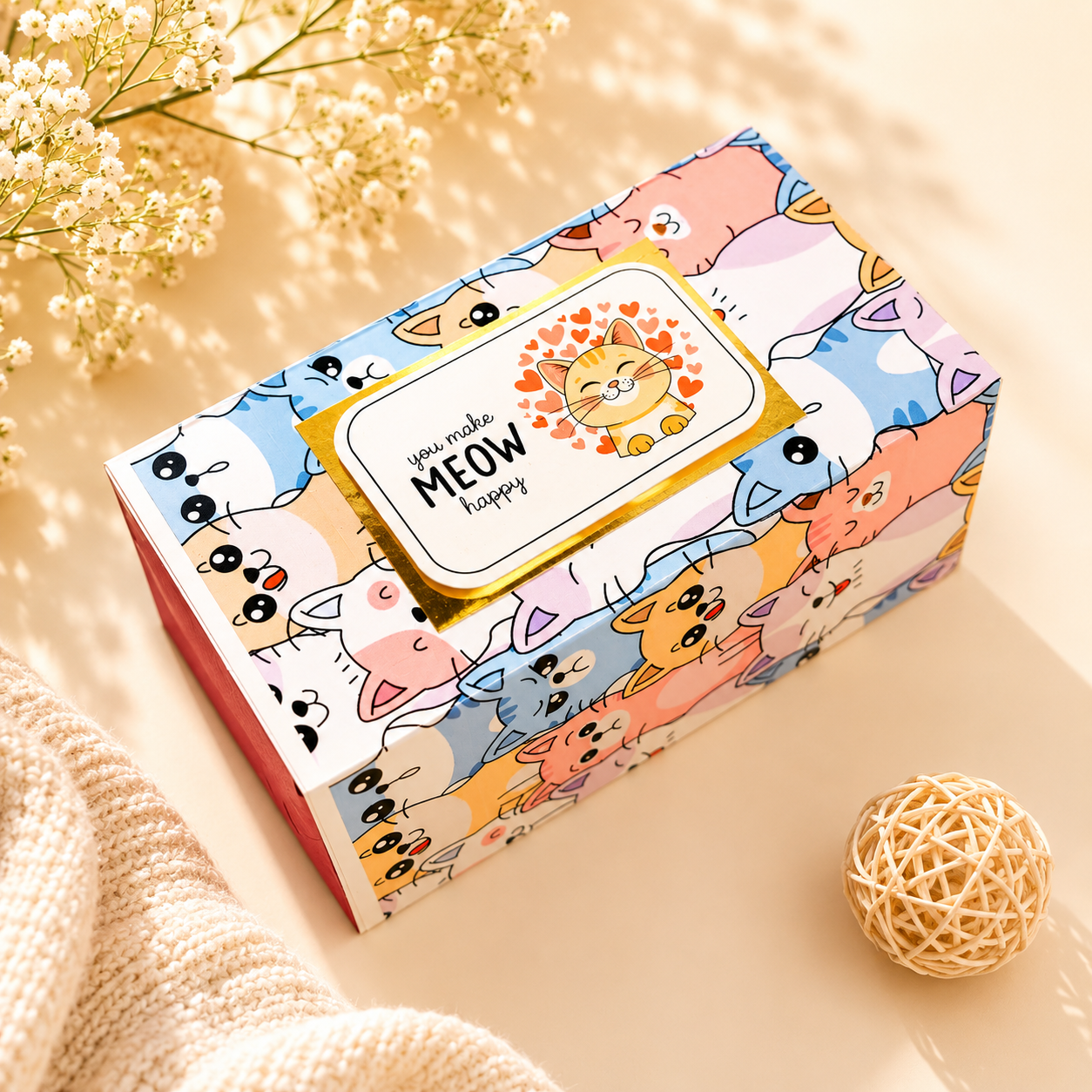 Colorful Cat Jumping Box