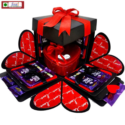 Chandrans Creation 2 Layer Dairy Milk Chocolate Explosion Box with Tin Heart Box