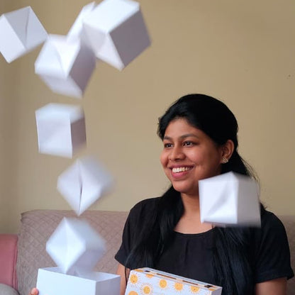 Yellow Jumping Box with 10 cubes Birthday Gift